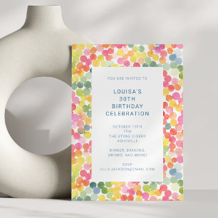 Colourful Watercolor Confetti Birthday Celebration Invitation