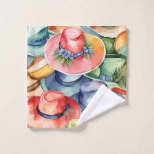 Colourful Watercolor Cowboy Hats Western Style Ar Wash Cloth