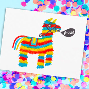 Colourful Watercolor Donkey Piñata Postcard