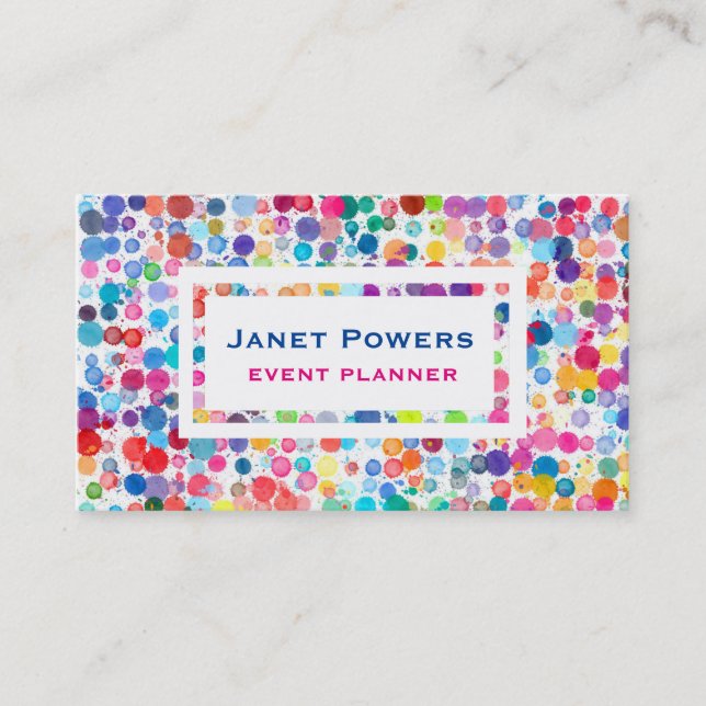 colourful watercolor dots custom business cards (Front)