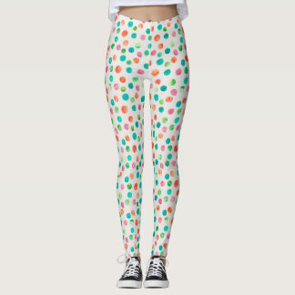Colourful Watercolor Dots Pattern Leggings