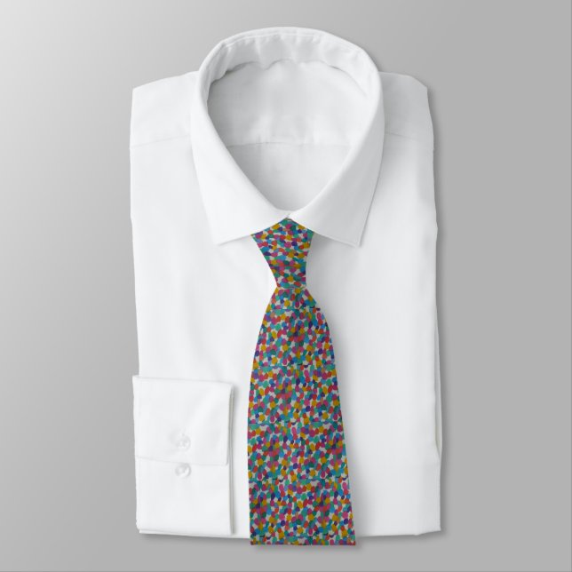 Colourful Watercolor Dots Tie (Tied)