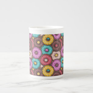 Colourful Watercolor Doughnuts with Sprinkles Patt Bone China Mug
