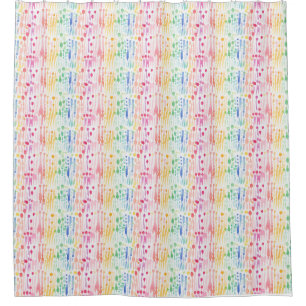 Colourful Watercolor Drip Seamless Pattern Shower Curtain