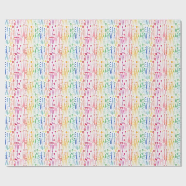 Colourful Watercolor Drip Seamless Pattern Wrapping Paper (Flat)