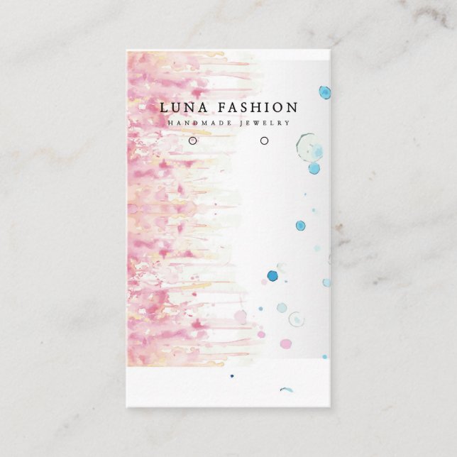 Colourful Watercolor Earring & Necklace Display Calling Card (Front)