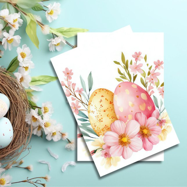 Colourful watercolor Easter Eggs and Flowers Tissue Paper (Creator Uploaded)