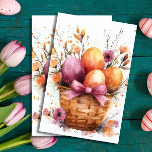 Colourful watercolor Easter Eggs and Flowers Tissue Paper