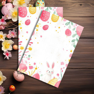Colourful watercolor Easter Eggs and Flowers Tissue Paper