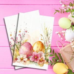 Colourful watercolor Easter Eggs and Flowers Tissue Paper