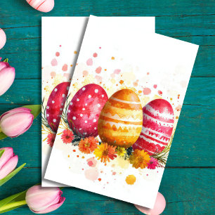 Colourful watercolor Easter Eggs and Flowers Tissue Paper