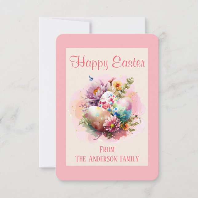 Colourful Watercolor Easter Eggs Easter Card (Front)