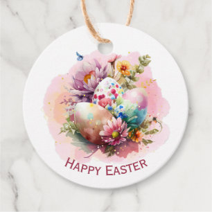 Colourful Watercolor Easter Eggs Gift Tags