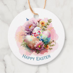 Colourful Watercolor Easter Eggs Gift Tags