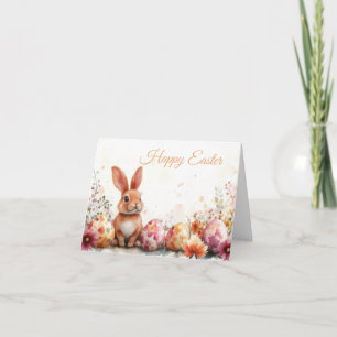 Colourful Watercolor Easter Eggs Holiday Card