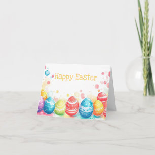 Colourful Watercolor Easter Eggs Holiday Card