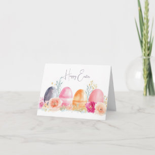Colourful Watercolor Easter Eggs Holiday Card