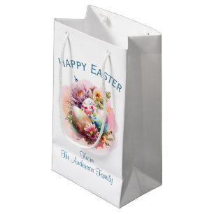 Colourful Watercolor Easter Eggs  Small Gift Bag
