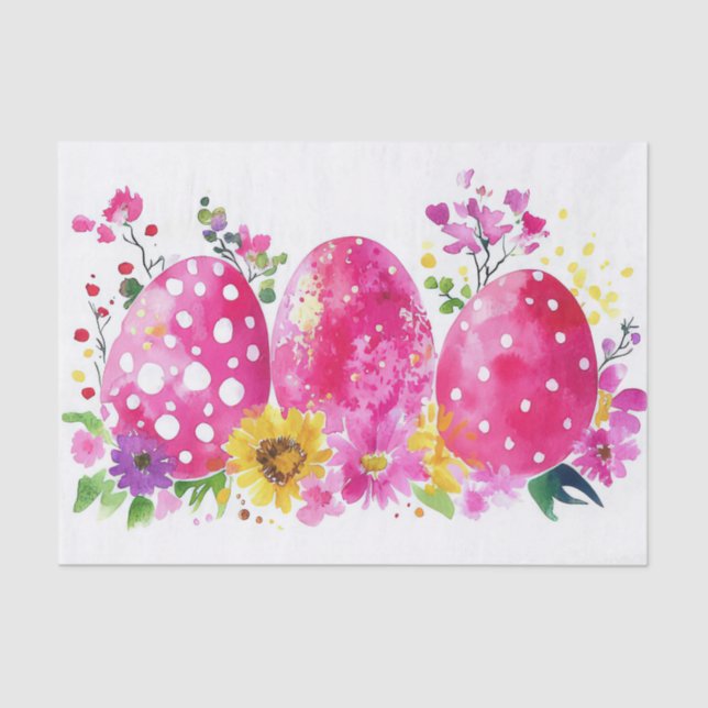 Colourful watercolor Easter Eggs Tissue Paper (Front)