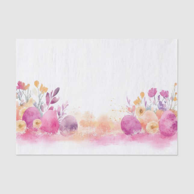 Colourful watercolor Easter Eggs Tissue Paper (Front)
