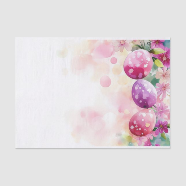 Colourful watercolor Easter Eggs Tissue Paper (Front)