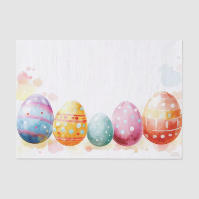 Colourful watercolor Easter Eggs Tissue Paper (Front)