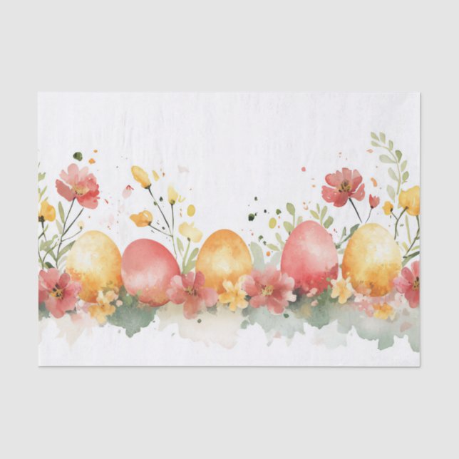 Colourful watercolor Easter Eggs Tissue Paper (Front)