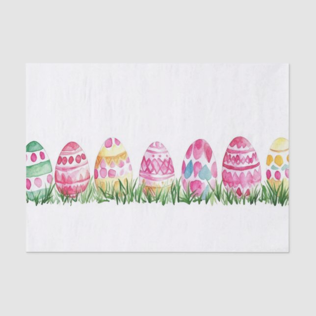 Colourful watercolor Easter Eggs Tissue Paper (Front)
