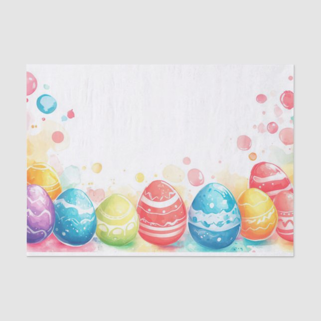 Colourful watercolor Easter Eggs Tissue Paper (Front)