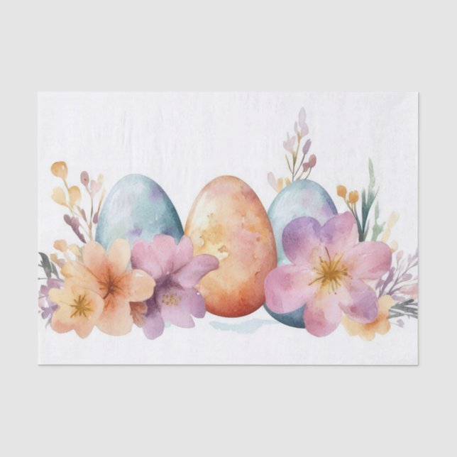 Colourful watercolor Easter Eggs Tissue Paper (Front)