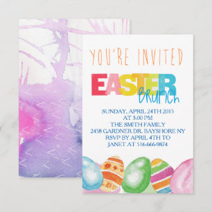 Colourful watercolor Easter Invitations
