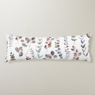 Colourful Watercolor  Eucalyptus Leaves Pattern  Body Cushion