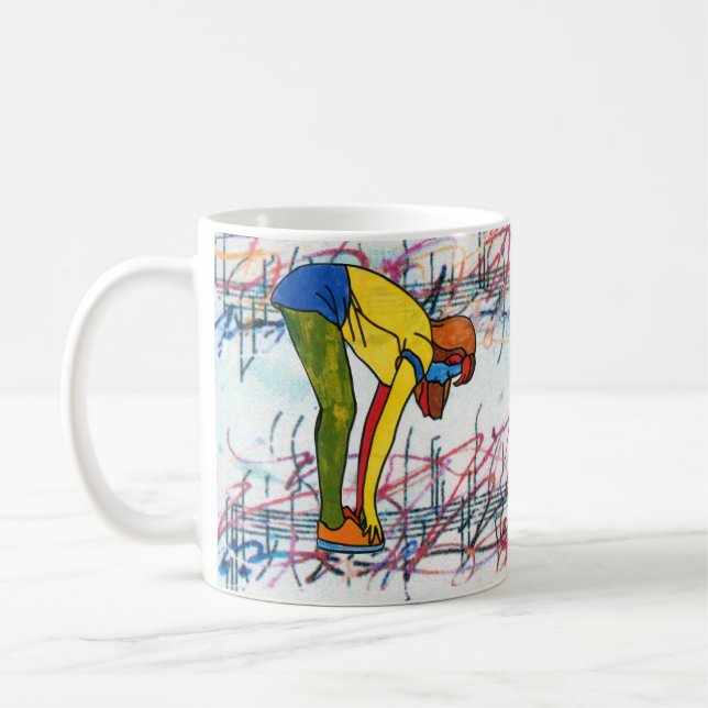 colourful watercolor exercise girl music sheet coffee mug (Left)