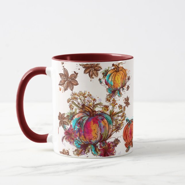 Colourful Watercolor Fall Pumpkins Thanksgiving Mug (Left)