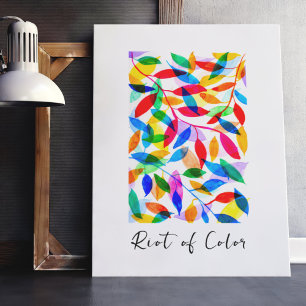 Colourful Watercolor Falling Leaves Custom Poster