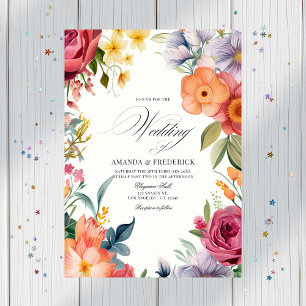 Colourful Watercolor Fiesta Wedding with QR Code Invitation