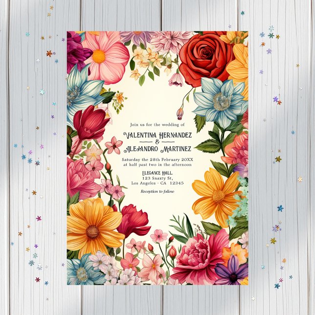Colourful Watercolor Fiesta Wedding with QR Code Invitation (Colorful Watercolor Fiesta Wedding with QR Code Invitation)