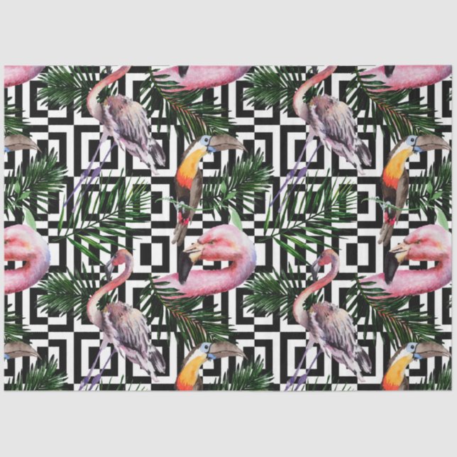 Colourful Watercolor Flamingo Series Design 5 Tissue Paper (Front)