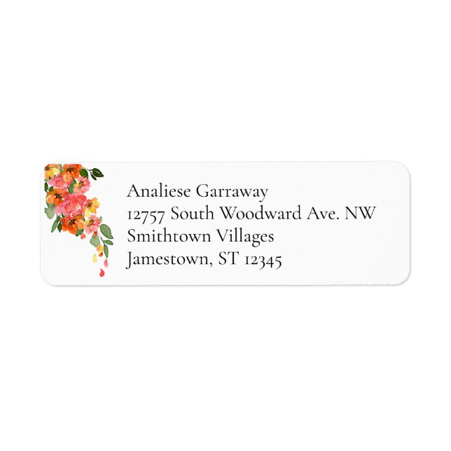 Colourful Watercolor Floral 4 line address (Front)