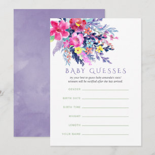 Colourful Watercolor Floral Baby Shower baby Guess Invitation