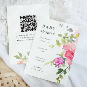 Colourful Watercolor Floral Baby Shower  Invitation