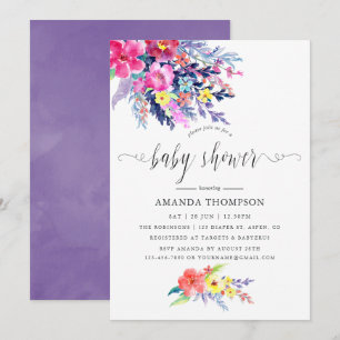 Colourful Watercolor Floral Baby Shower Invitation
