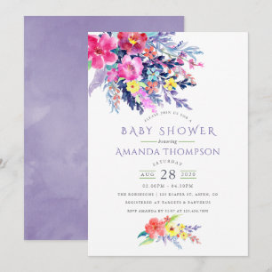 Colourful Watercolor Floral Baby Shower Invitation