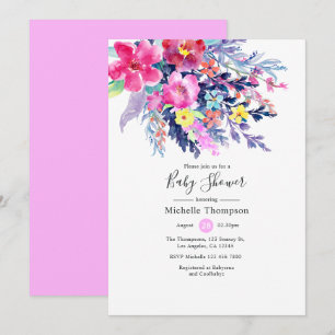 Colourful Watercolor Floral Baby Shower Invitation