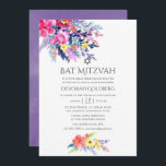 Colourful Watercolor Floral Bat Mitzvah Invitation<br><div class="desc">Sophisticated brightly coloured wildflower watercolor bat mitzvah invitations with accents of plum,  ultra violet and sage green designed to be quickly and easily customised to your event specifics.</div>