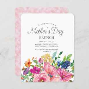 Colourful Watercolor Floral Botanical Mother's Day Invitation