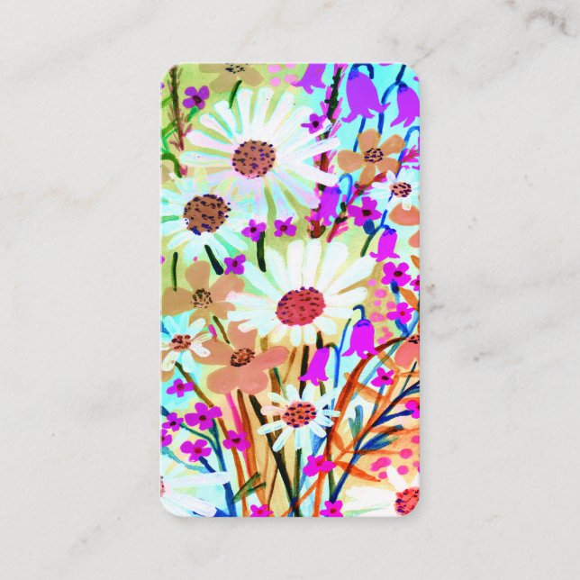 Colourful Watercolor Floral Bouquet Botanical Dais Business Card (Front)
