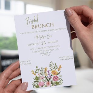 Colourful Watercolor Floral Bouquet BridaI Brunch Invitation
