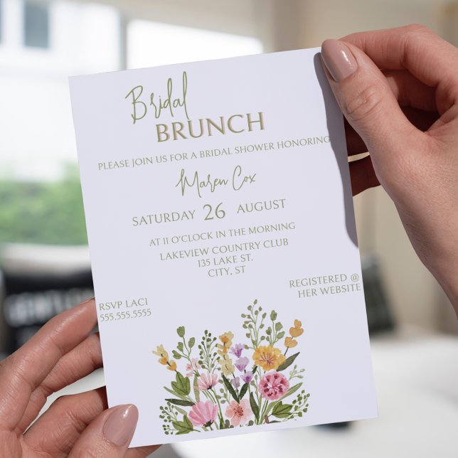Colourful Watercolor Floral Bouquet BridaI Brunch Invitation (Colorful Watercolor Floral Bouquet BridaI Brunch Invitation
)