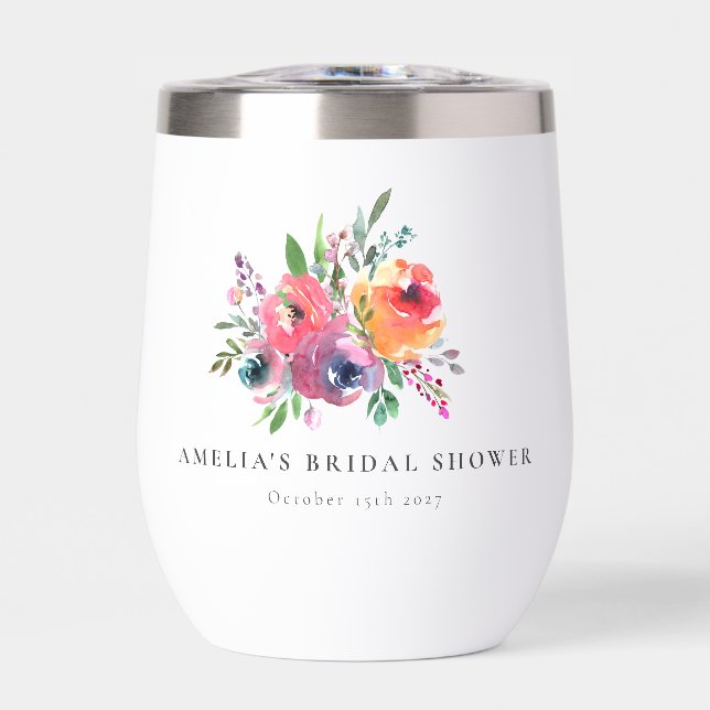 Colourful Watercolor Floral Bridal Shower Custom (Front)
